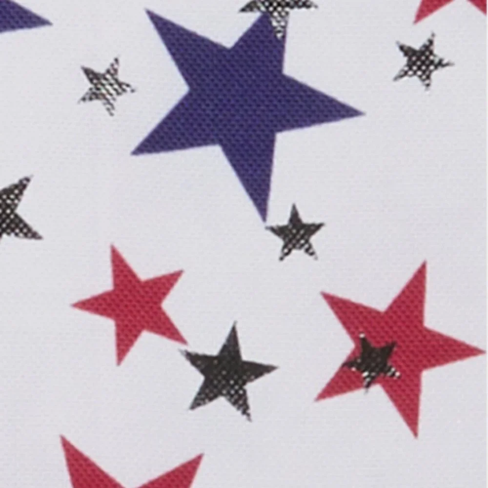 Nautica July 4th Star Tablecloth 60x104 Patriotic Silver Foil Red Blue Outdoor